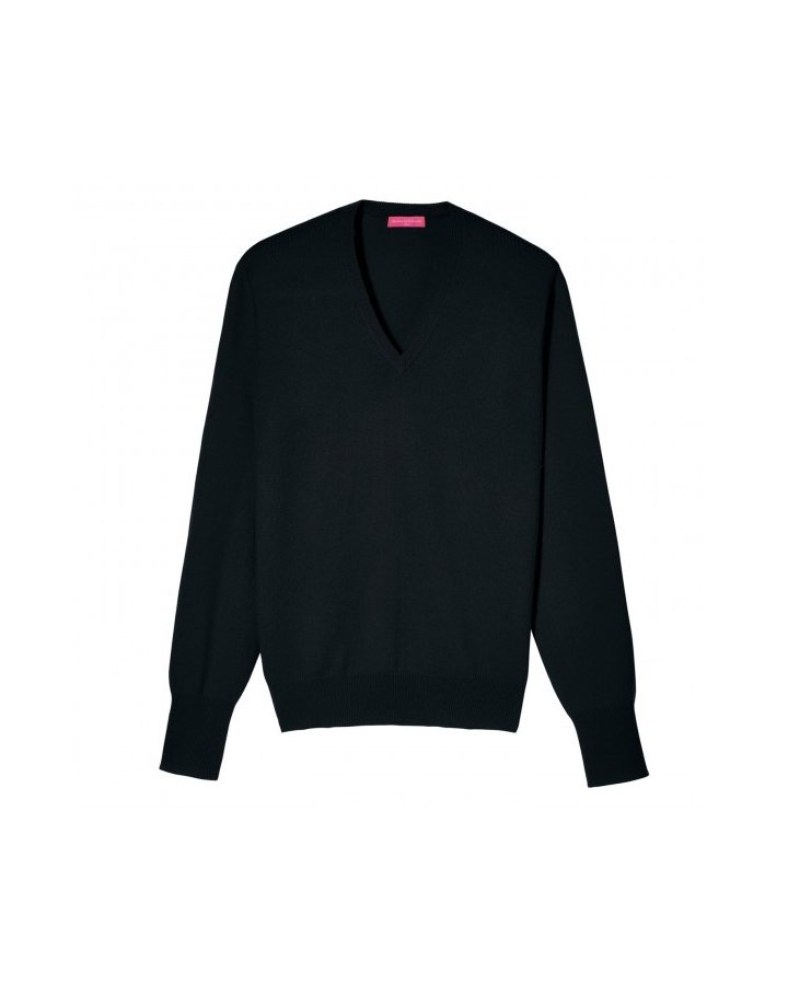 Pull col V en cachemire Noir