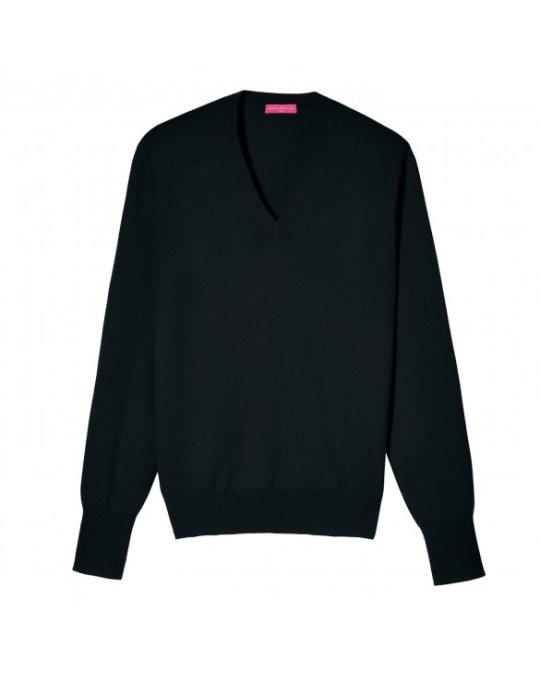 Pull col V en cachemire Noir