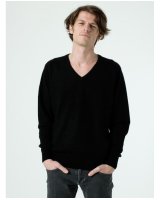 Pull col V en cachemire Noir