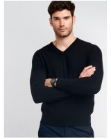 Pull col V en cachemire Noir