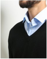 Pull col V en cachemire Noir