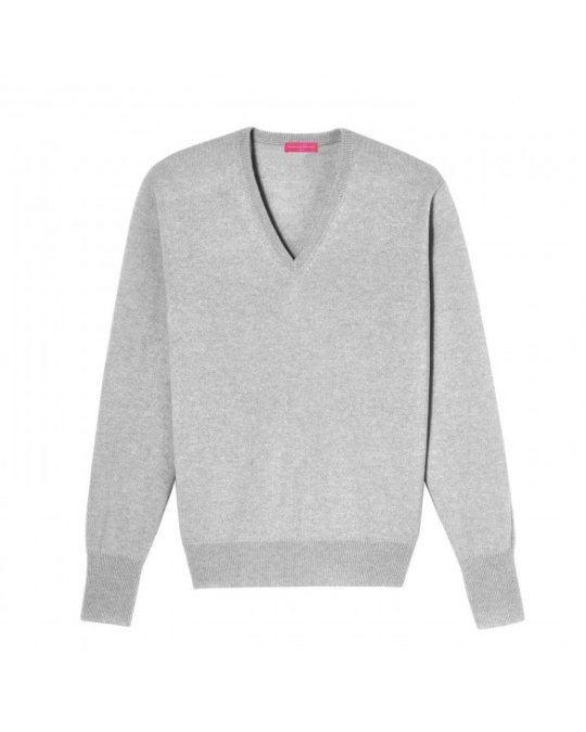 Pull col V en cachemire Gris clair pour homme