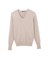 Pull col V en cachemire beige pour homme