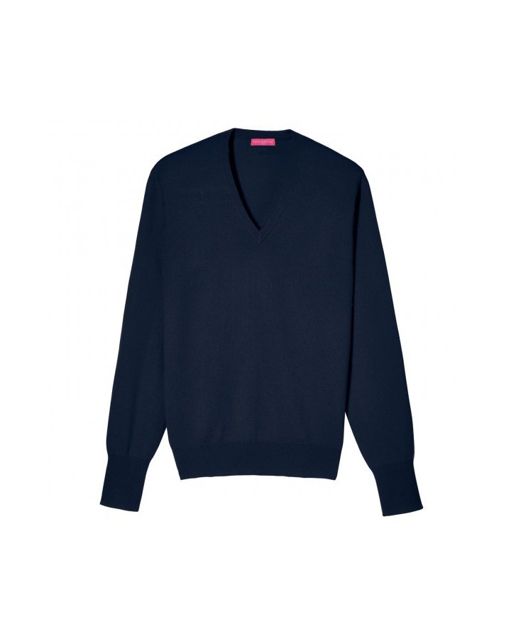 Pull col V en cachemire Bleu marine pour homme