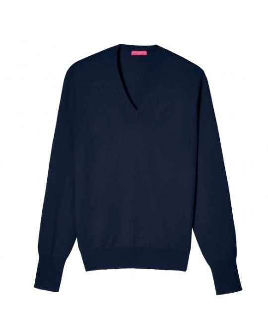 Pull col V en cachemire Bleu marine pour homme