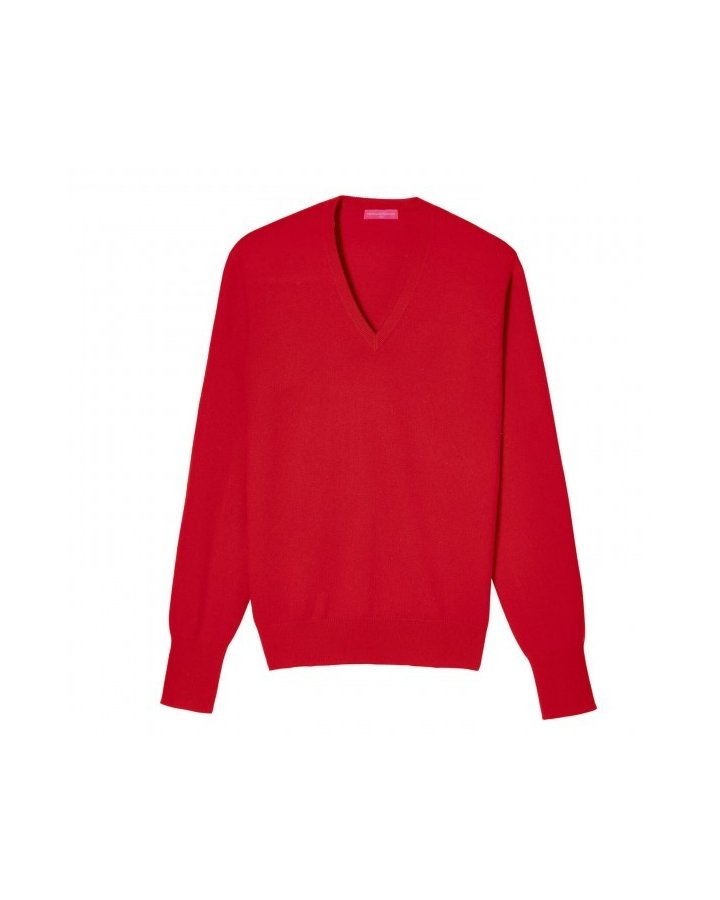 Pull col V en cachemire Rouge pour homme