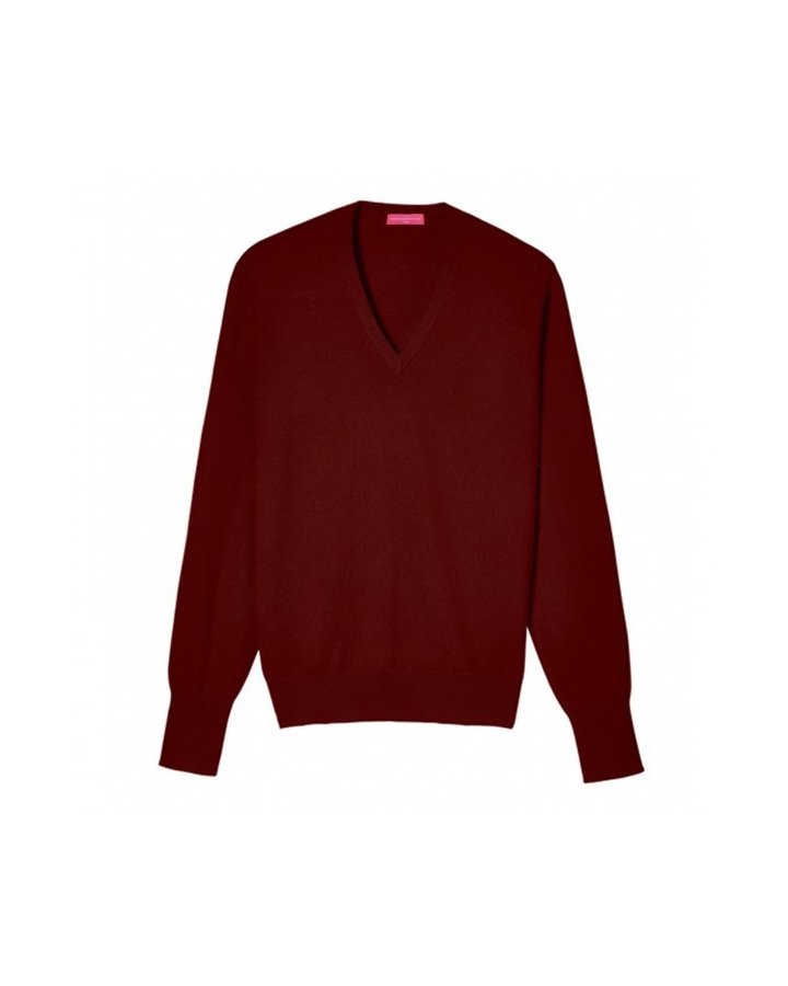 Pull col V en cachemire Bordeaux pour homme