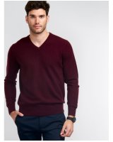 Pull col V en cachemire Bordeaux pour homme