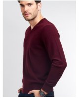 Pull col V en cachemire Bordeaux pour homme