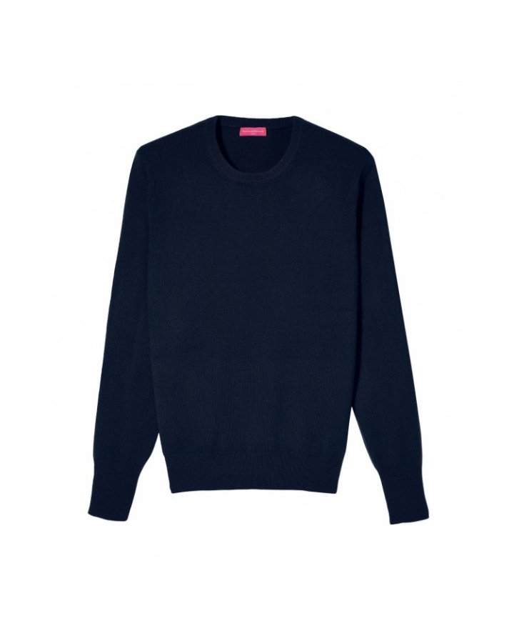 Pull col rond homme cachemire Bleu marine