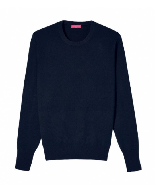 Pull col rond homme cachemire Bleu marine