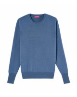 Pull col rond en cachemire bleu surf pour homme
