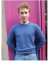 Pull col rond en cachemire bleu surf pour homme
