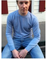 Pull cachemire col rond Bleu glacier Homme