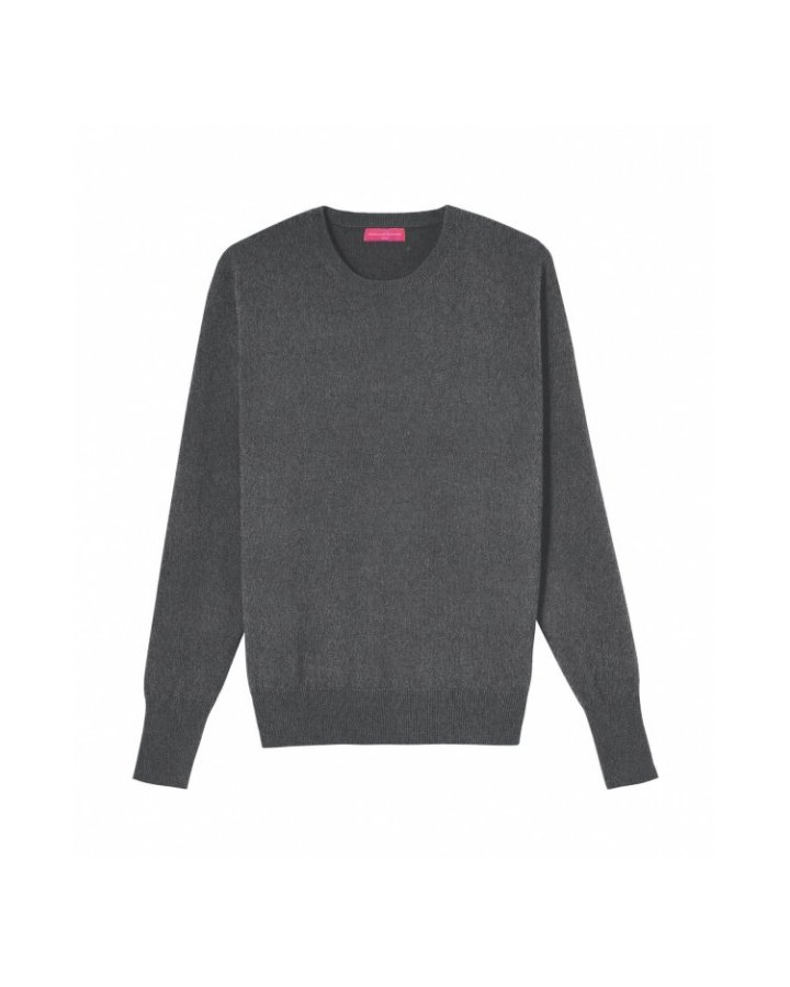 Pull col rond en cachemire gris anthracite pour homme