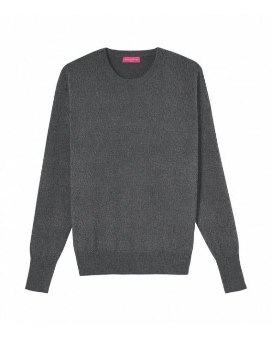 Pull col rond en cachemire gris anthracite pour homme