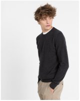 Pull col rond en cachemire gris anthracite pour homme