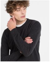 Pull col rond en cachemire gris anthracite pour homme