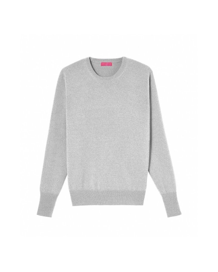 Pull col rond en cachemire gris clair pour homme