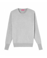 Pull col rond en cachemire gris clair pour homme