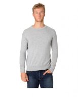 Pull col rond en cachemire gris clair pour homme