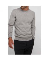 Pull col rond en cachemire gris clair pour homme