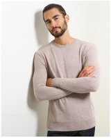 Pull col rond cachemire Beige Homme