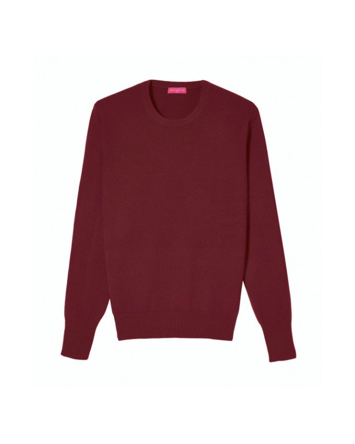 Pull col rond cachemire Bordeaux Homme