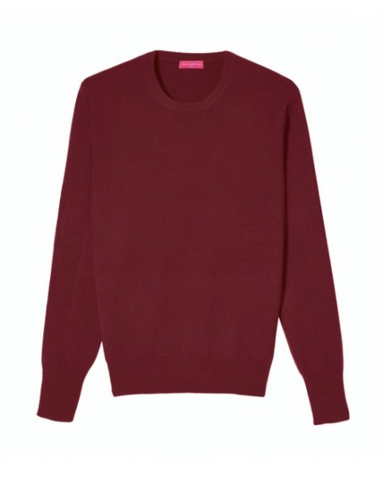 Pull col rond cachemire Bordeaux Homme