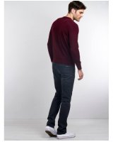 Pull col rond cachemire Bordeaux Homme