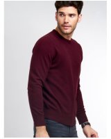 Pull col rond cachemire Bordeaux Homme