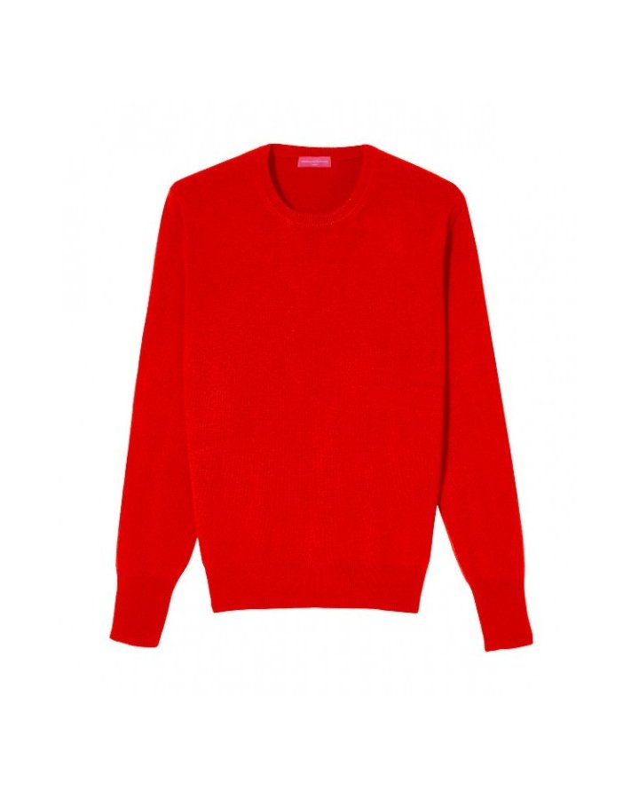 Pull col rond en cachemire Rouge pour homme
