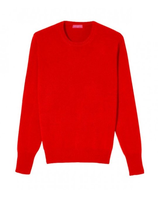Pull col rond en cachemire Rouge pour homme
