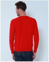 Pull col rond en cachemire Rouge pour homme