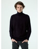 Pull col roulé Noir en cachemire Homme