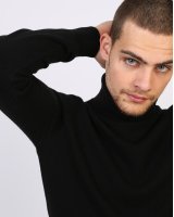 Pull col roulé Noir en cachemire Homme