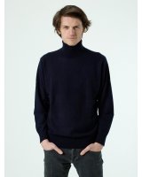 Pull col roulé Bleu marine en cachemire Homme Bleu marine