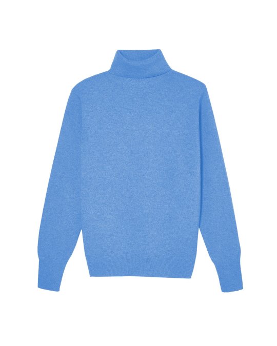 Pull col roulé Bleu glacier en cachemire Homme Bleu glacier