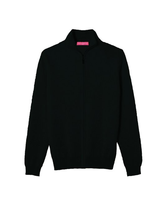 Pull gilet zip en cachemire noir pour homme