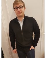Pull gilet zip en cachemire noir pour homme