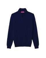 Pull gilet zip 2 fils Bleu marine H