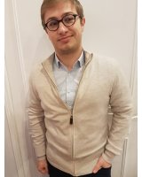Pull gilet zip en cachemire beige pour homme