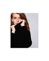 Pull col roulé noir en cachemire pour femme