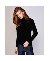 Pull col roulé noir en cachemire pour femme
