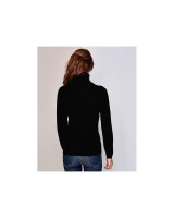 Pull col roulé noir en cachemire pour femme