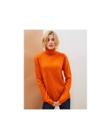 Pull col roulé orange inferno en cachemire pour femme
