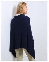 Poncho bleu marine cachemire | Hermine de Pashmina