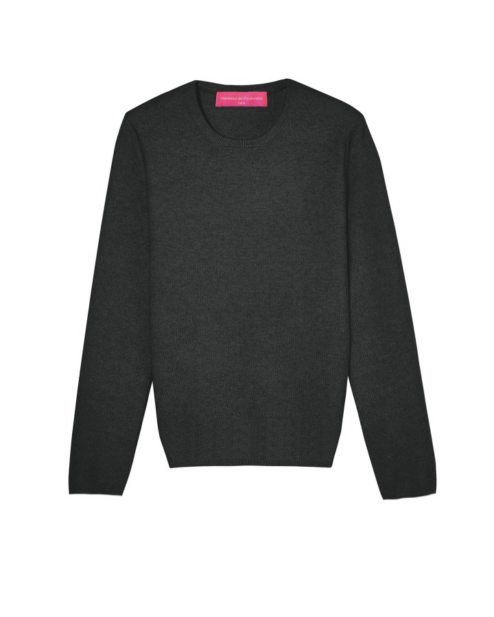Pull en cachemire col rond manches longues Gris anthracite