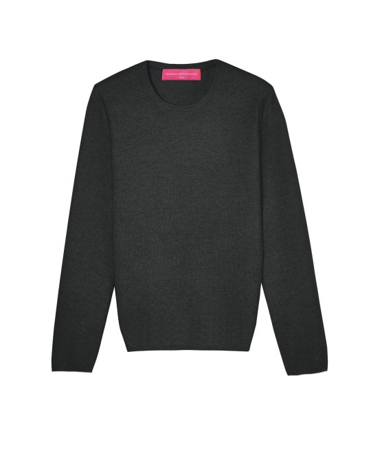 Pull en cachemire col rond manches longues Gris anthracite