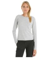 Pull en cachemire col rond manches longues gris clair pour femme